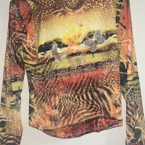 BOHO CHIC Y2K STYLE FRONT KNOT BUTTON DOWN WOMAN'S TOP SIZE Large - Picture 2 of 8